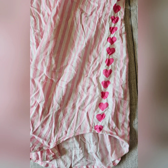 Victoria's Secret •XS• White Pink Striped Sleep Shirt Button Heart Detail sides - Picture 8 of 10